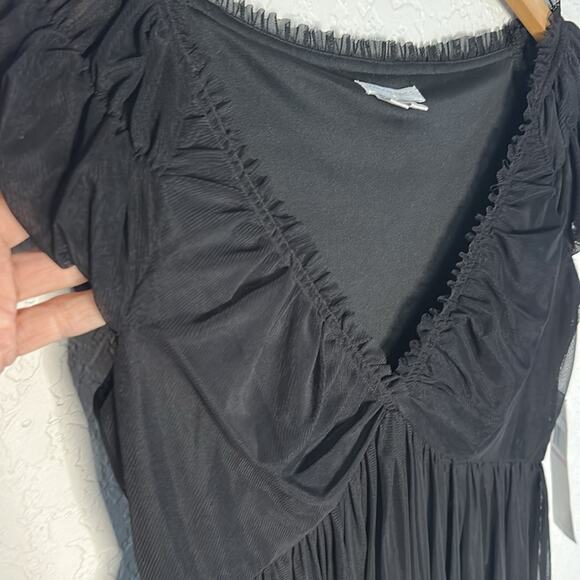 NEW London Times Black Empire Mini Dress Mesh Goth Witchy Coquette Flirty Y2K - Picture 2 of 10